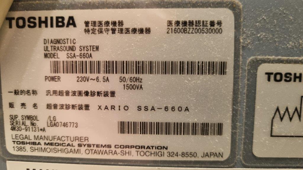 Használt Toshiba Xario SSA-660A kardiológiai ultrahang készülék Használt Toshiba Xario SSA-660A kardiológiai ultrahang készülék